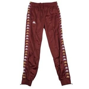 Kappa Track‎ Pants Mens XS Logo Tape Side Stripe Zip Red Athleisure Retro 90s